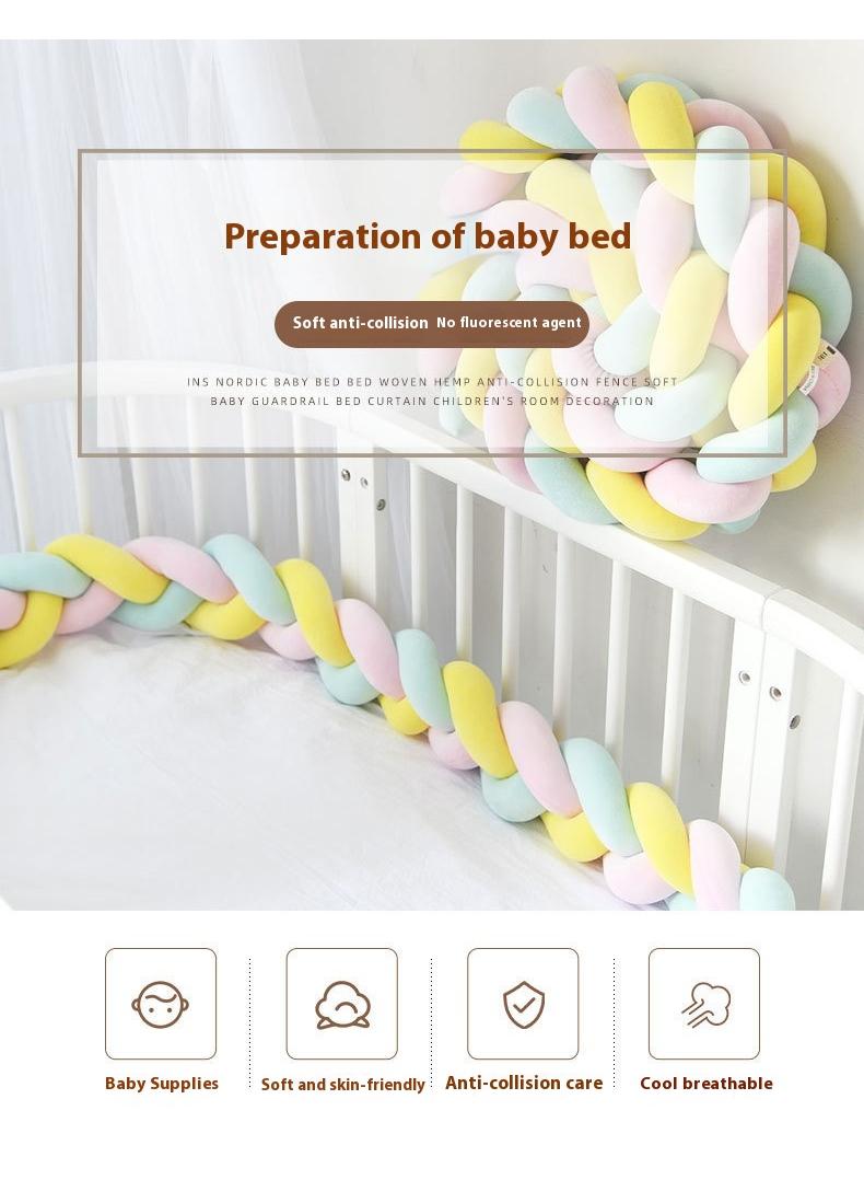 Twist Weaving 3 Strands Of Woven Strips Knotted Baby Anti-Collision Bed Surround - Image 4
