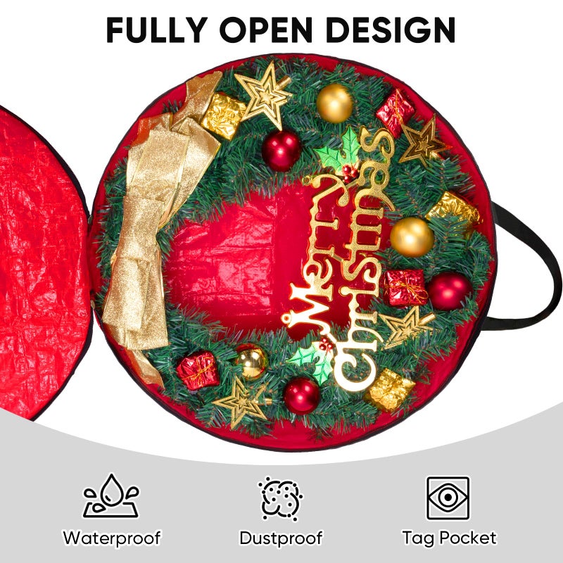 BALEINE Wreath Storage Container, 2 Pack Christmas Wreath Storage Bag with Tear Resistant PE Material and Reinforced Handle for Holiday Xmas (Green, 30"x8") - Image 5