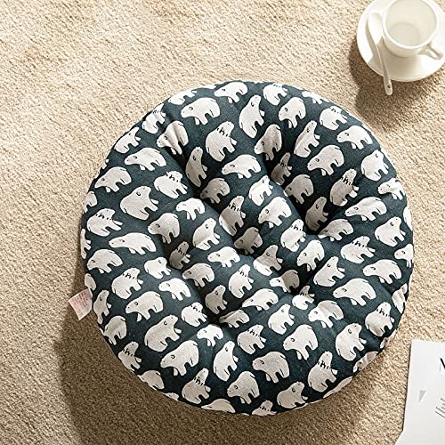 The Purple Tree Cotton Printed Round Chair Cushion Chair Pad (Pack of 1, 40X40 Cm) Outdoor Patio Chair Cushion, Quilted Chair Cushion (Dark Blue) - Image 2