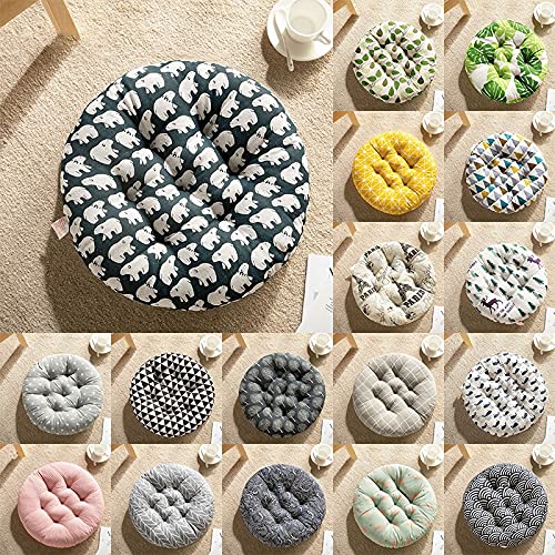 The Purple Tree Cotton Printed Round Chair Cushion Chair Pad (Pack of 1, 40X40 Cm) Outdoor Patio Chair Cushion, Quilted Chair Cushion (Dark Blue) - Image 5