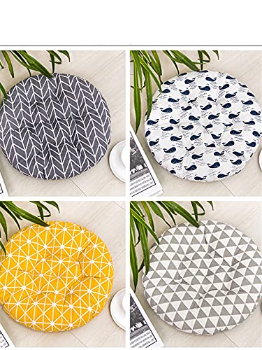 The Purple Tree Cotton Printed Round Chair Cushion Chair Pad (Pack of 1, 40X40 Cm) Outdoor Patio Chair Cushion, Quilted Chair Cushion (Dark Blue) - Image 4