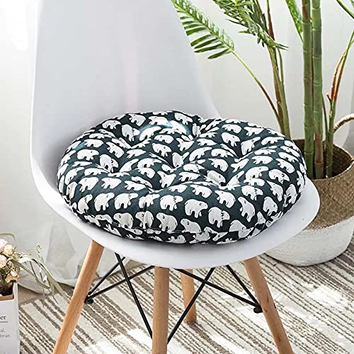 The Purple Tree Cotton Printed Round Chair Cushion Chair Pad (Pack of 1, 40X40 Cm) Outdoor Patio Chair Cushion, Quilted Chair Cushion (Dark Blue) - Image 1