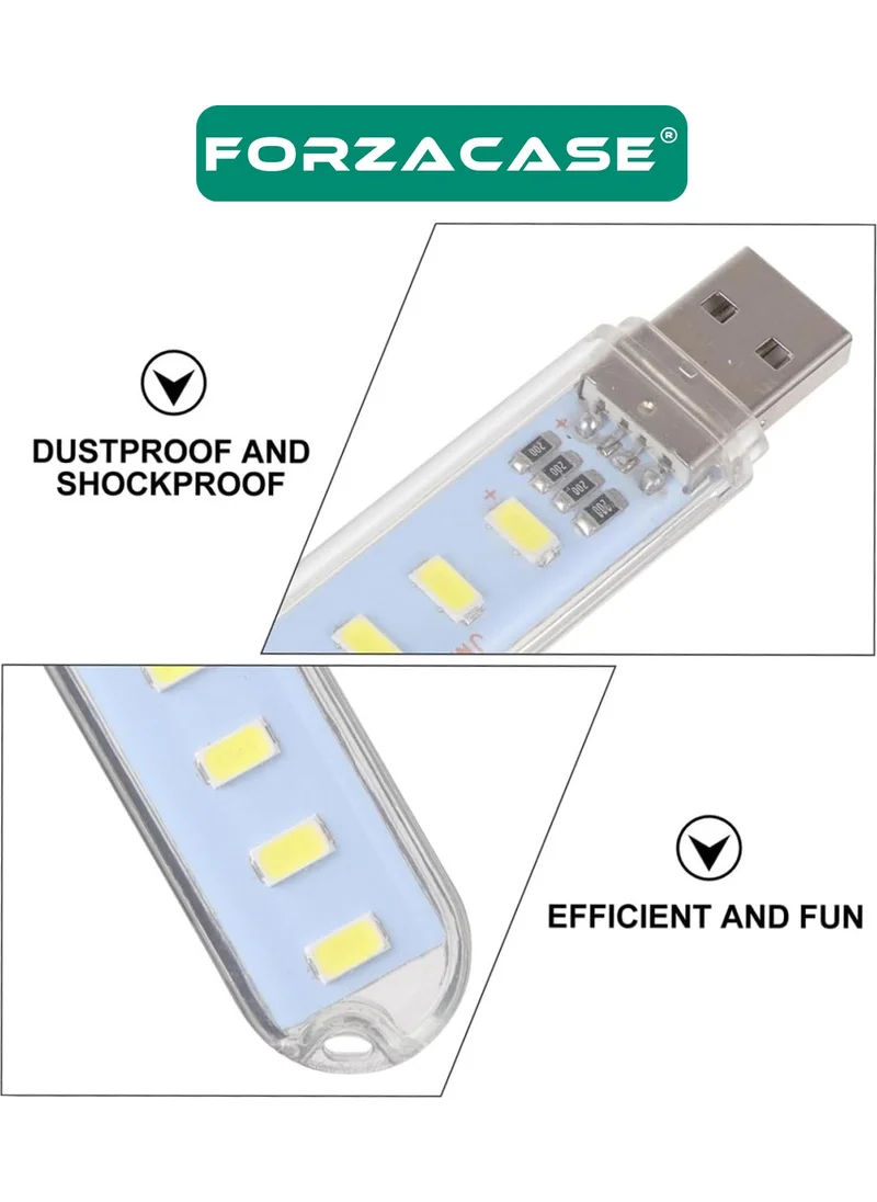 Forzacase Portable 8 Led Flash USB LED Light Book Reading Night Lamp - FC805