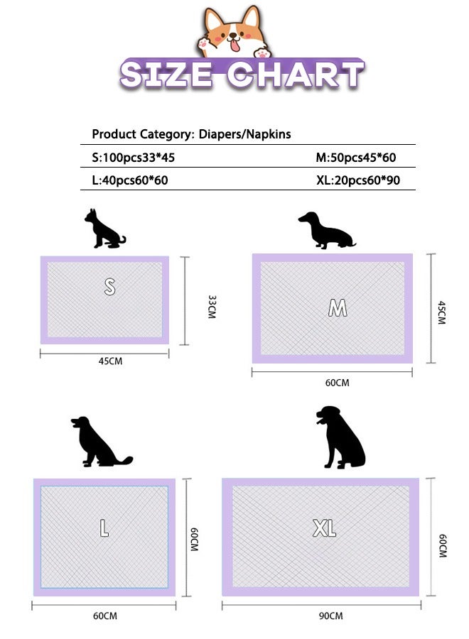 Generic dog pads,50 pcs M sized pet training pads are suitable for puppies, cats, rabbits, and pets.They are highly absorbent, leak proof, quick drying, disposable pet urine pads and dog urine isolation pads,45x60cm - 50 Pieces,Purple  - Image 2