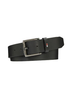 TOMMY HILFIGER Men's Denton Enamel Flag Leather Belt -  Vegetable tanned leather, Black  - Image 1