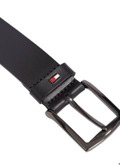 TOMMY HILFIGER Men's Denton Enamel Flag Leather Belt -  Vegetable tanned leather, Black  - Image 3
