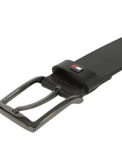 TOMMY HILFIGER Men's Denton Enamel Flag Leather Belt -  Vegetable tanned leather, Black  - Image 2