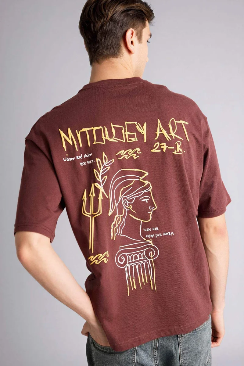 ديفاكتو 100% Cotton Boxy Fit Printed T-Shirt
