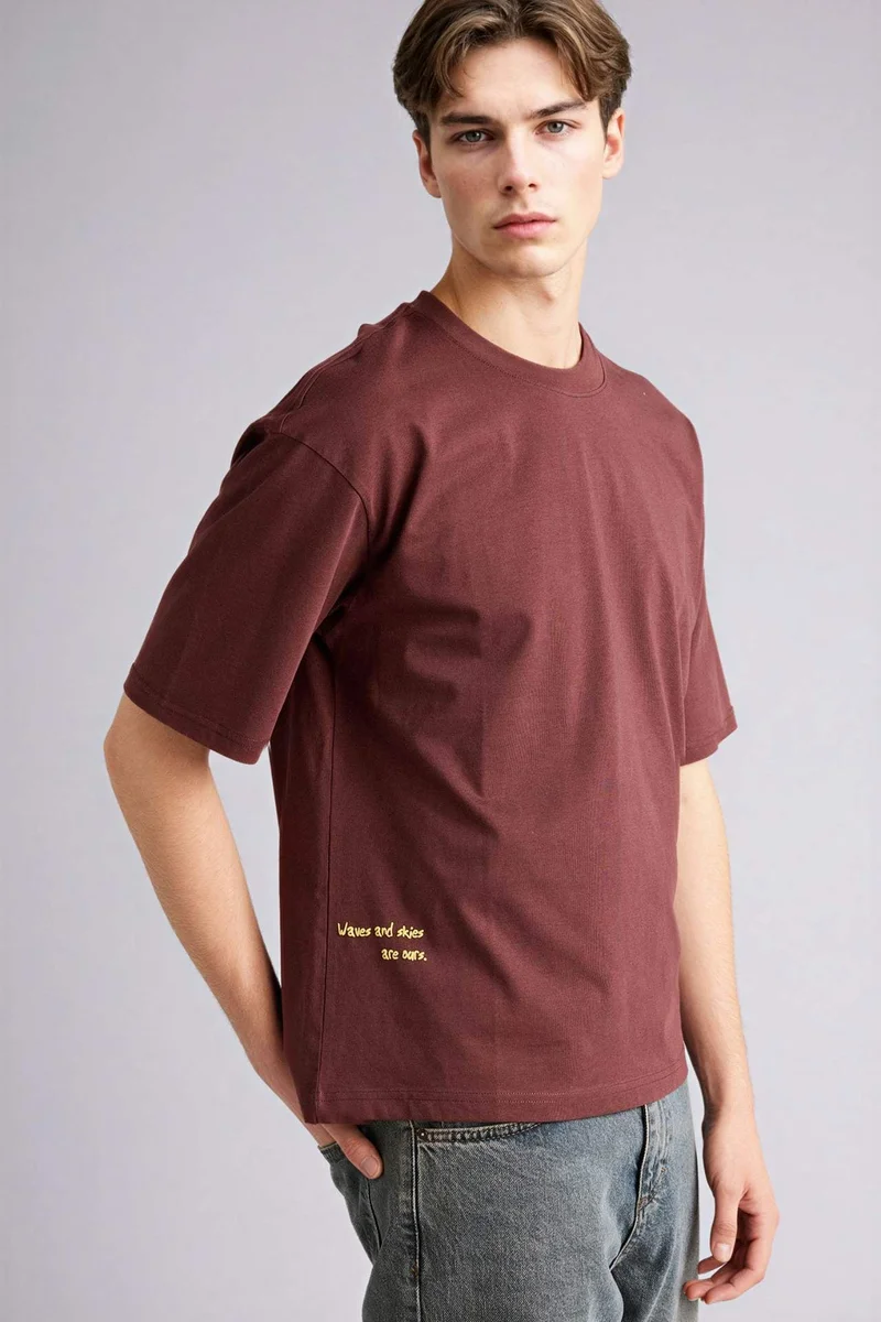 ديفاكتو 100% Cotton Boxy Fit Printed T-Shirt