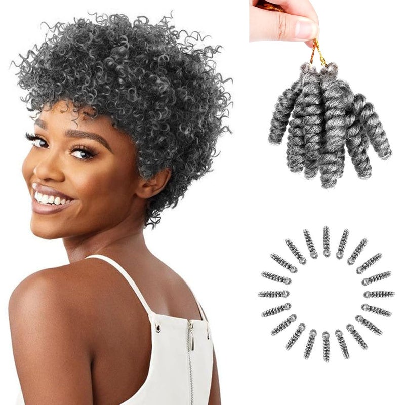 BECUS 3Packs Black Short Crochet Hair for Black Women Bouncy Crochet Braids Synthetic Braiding Hair Extensions Curl12mm 20inch Tapered CutBlack Mixed Gray M60
