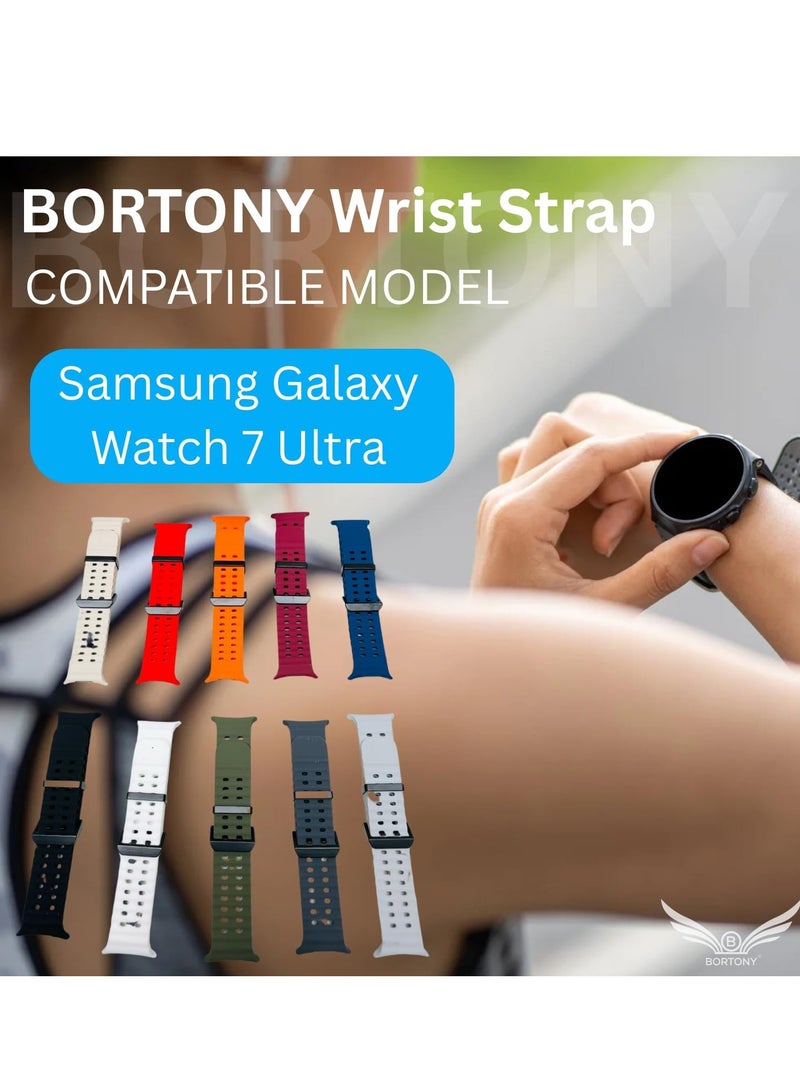 BORTONY Samsung Galaxy Watch 7 Ultra Replacement Watch Strap 47mm Soft Silicone Adjustable Bracelet Sport Straps for Galaxy Watch 7 Ultra - Image 2