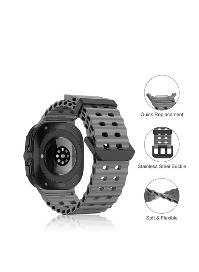 BORTONY Samsung Galaxy Watch 7 Ultra Replacement Watch Strap 47mm Soft Silicone Adjustable Bracelet Sport Straps for Galaxy Watch 7 Ultra - Image 4