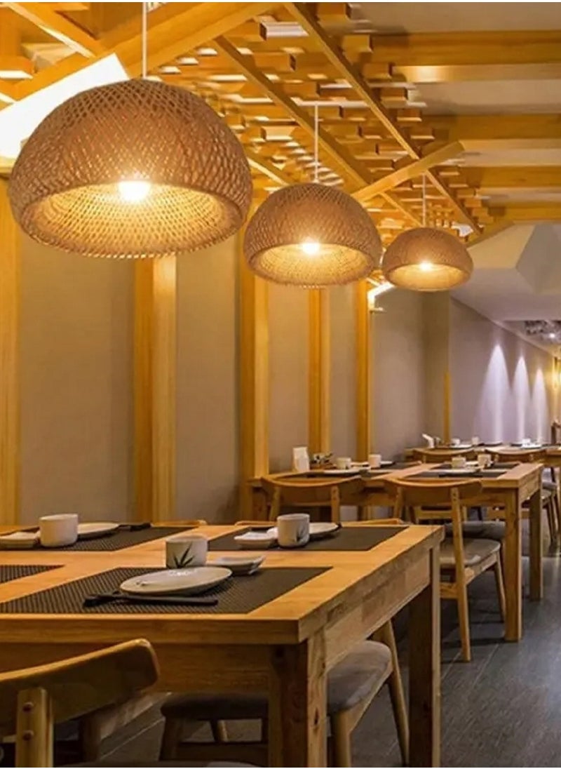 Asraar - Bamboo Large Pendant Light Fixture 17.8 Inch, One-Light Adjustable Rustic Basket, Handmade Woven Pendant Lighting for Farmhouse Kitchen Island, Modern Living Room, Stylish and Natural Ceiling Hanging Lamp - Image 1