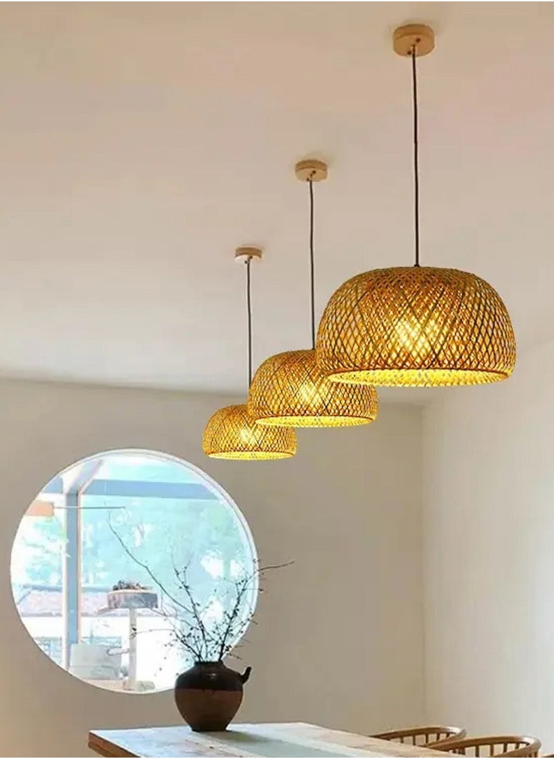 Asraar - Bamboo Large Pendant Light Fixture 17.8 Inch, One-Light Adjustable Rustic Basket, Handmade Woven Pendant Lighting for Farmhouse Kitchen Island, Modern Living Room, Stylish and Natural Ceiling Hanging Lamp - Image 1