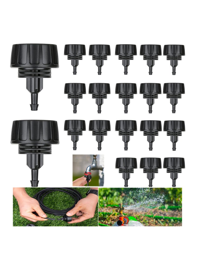 Excefore Drip Irrigation Hose Connectors,1/4 Inch Drip Irrigation Tubing x 3/4 FHT Swivel Garden Faucet Adapter, Convert 3/4" Garden Hose to 1/4" Drip Pipe for Irrigation Kits (20-Pack) - Image 1