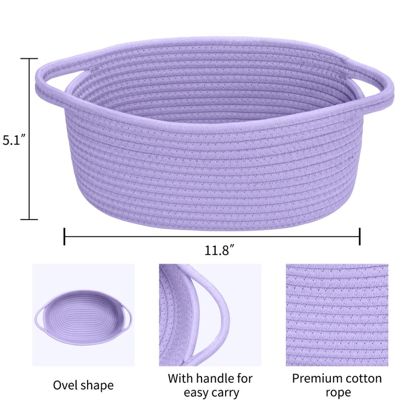 ABenkle Small Basket with Handles - Decorative Durable Rope Woven Storage Bin Shelf Storage Organizer Cube, Easter Baby Gift Basket, 12"x8"x5" - Image 2