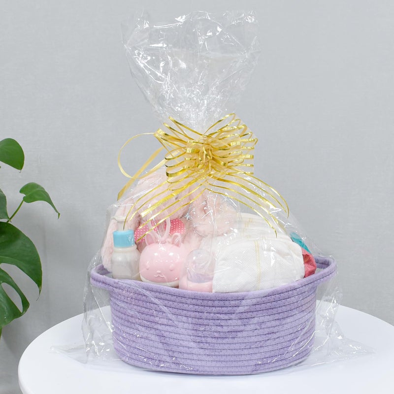 ABenkle Small Basket with Handles - Decorative Durable Rope Woven Storage Bin Shelf Storage Organizer Cube, Easter Baby Gift Basket, 12"x8"x5" - Image 3