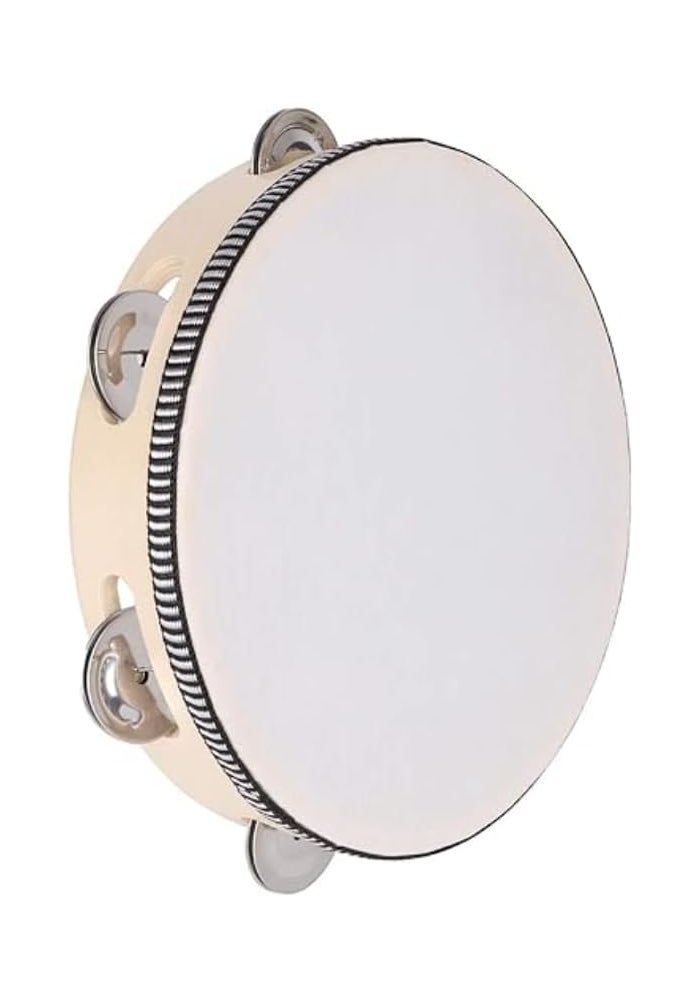 MegArya 8 Inch Wooden Hand Held Tambourine with Metal Jingles - Image 1