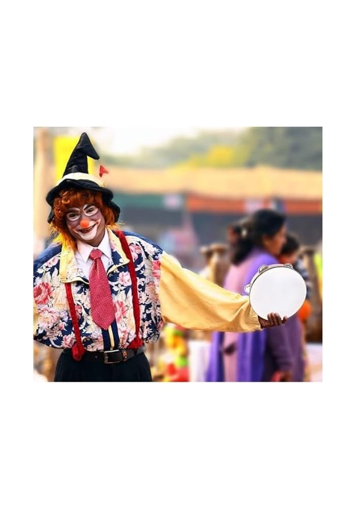 MegArya 8 Inch Wooden Hand Held Tambourine with Metal Jingles - Image 4
