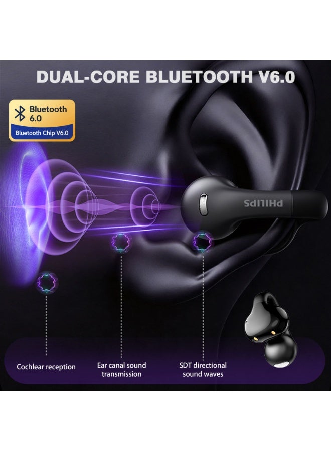 Philips TAQ2420, Earphone,True Open Ear Headphones,True Wireless Earbuds,Long Playtime, IP54 Water and Dust Proof with ANC,AI Call Noise Reduction,3D Surround Sound,Sterling Sound, Secure Fit and Comfort, For Sports, Work Black black - Image 4