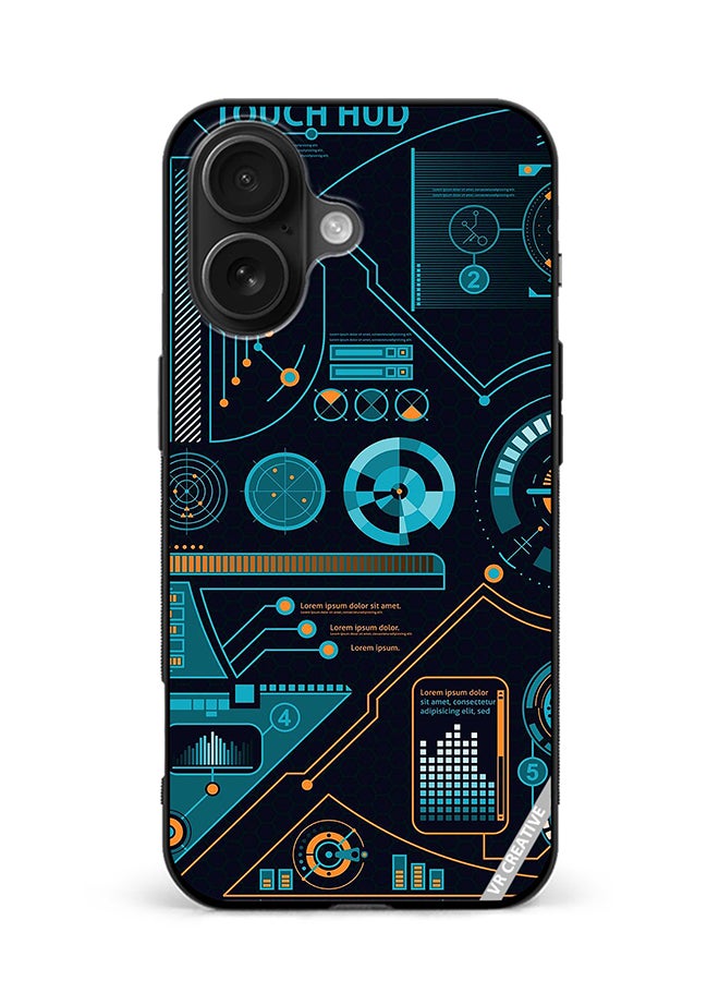 VR CREATIVE Protective Case Cover For Apple iPhone 16 Plus Touch Hud Design Multicolour