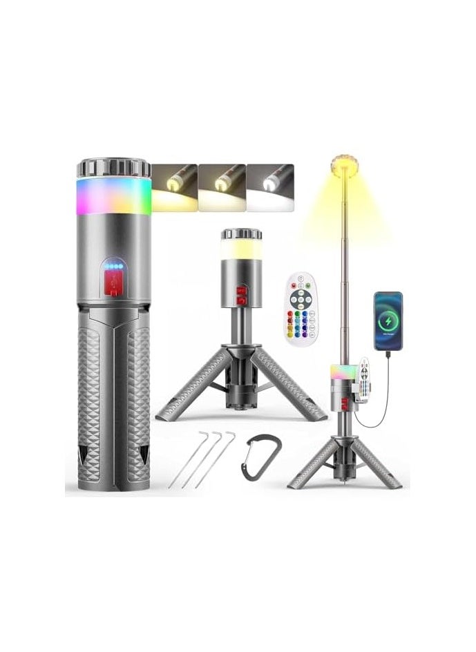 erorex Camping Lantern, Telescopic Camping Lantern Rechargeable with 15 Color Temperatures 8000mAh Camping Essentials with Hook Portable Waterproof Lanterns for Power Outages, Emergency, Hiking  - Image 1
