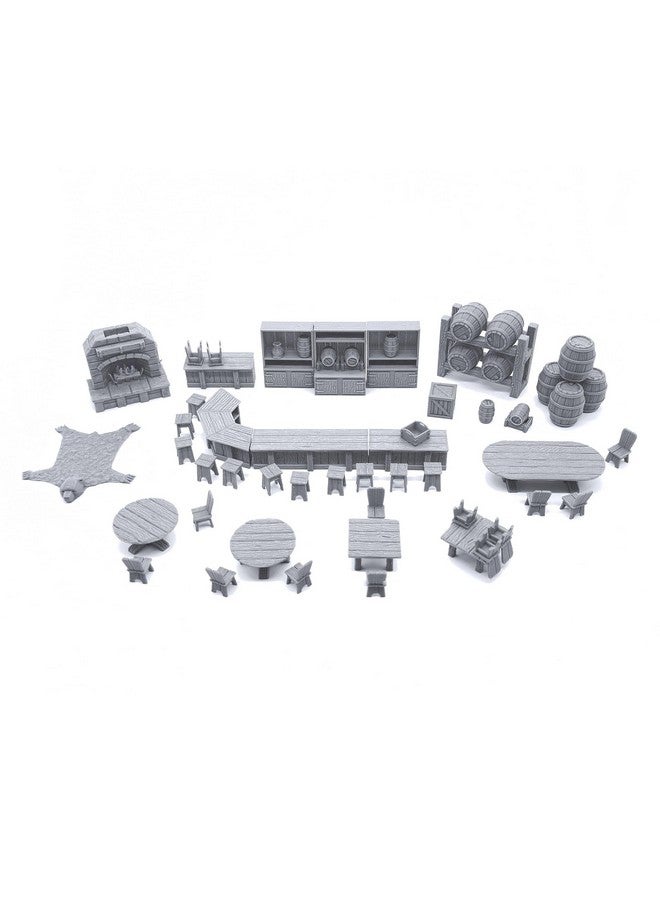 EnderToys Tavern Bar Furniture Set by EC3D, 3D Printed Tabletop RPG Scenery and Wargame Terrain 28mm Miniatures - Image 1