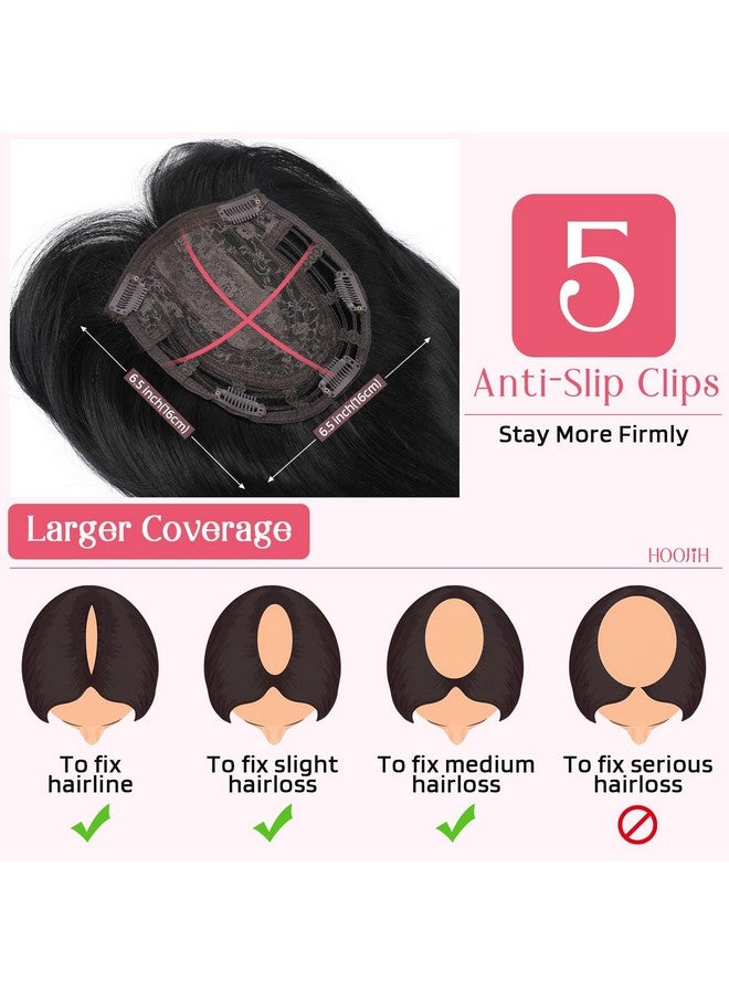 HOOJIH Hair Topper Long Layered Hair Topper With Bangs For Women With Thinning Hair 18 Inch Slightly Curled Ends Wiglets Synthetic Fiber Hair Pieces For Women Black - Image 2