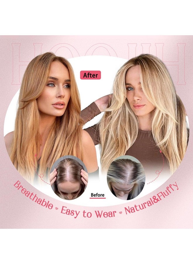 HOOJIH Hair Topper Long Layered Hair Topper With Bangs For Women With Thinning Hair 18 Inch Slightly Curled Ends Wiglets Synthetic Fiber Hair Pieces For Women Black - Image 4