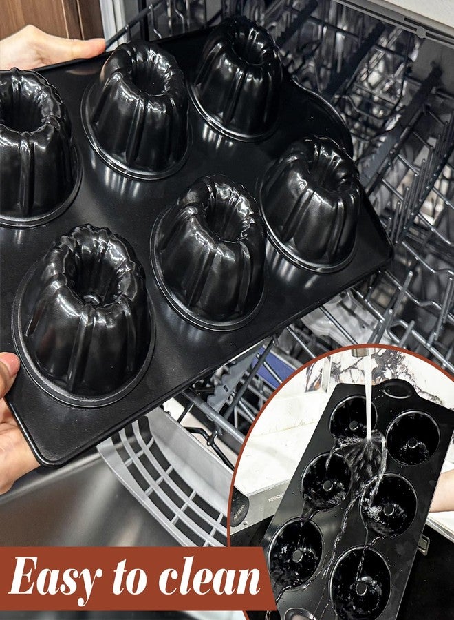 Webake Mini Bunt Cake Pans for Baking, Nonstick 3.5" Small Fluted Cake Pan, Heavy Gauge Carbon Steel, 6-Cavity - Image 5