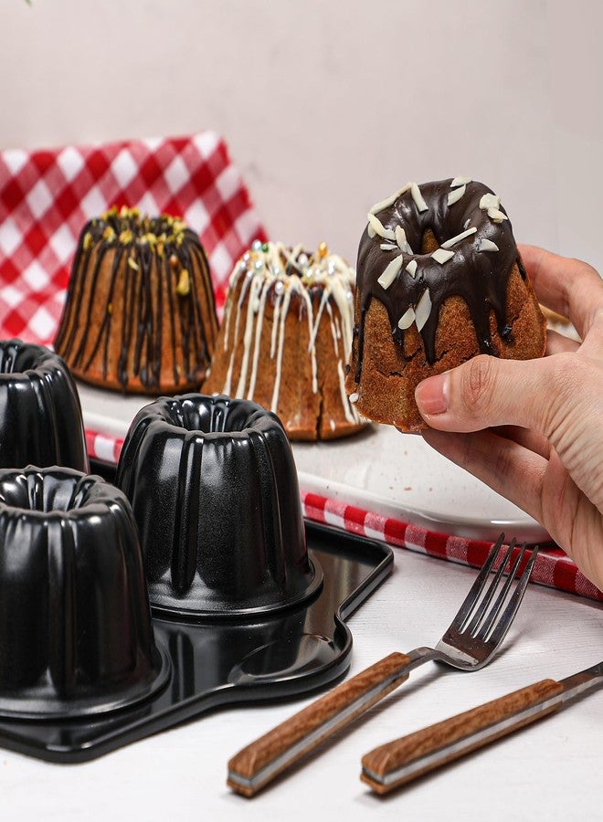 Webake Mini Bunt Cake Pans for Baking, Nonstick 3.5" Small Fluted Cake Pan, Heavy Gauge Carbon Steel, 6-Cavity - Image 2