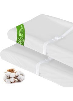 Moonsea Moonsea Changing Pad Cover White for Boys Girls, 100% Organic Cotton 2 Pack Unisex Changing Table Pad Cover Cradle Sheet Soft and Breathable 16" x 32" for Standard Baby Changing Pads, White  - Image 1