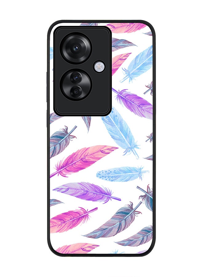 Stylizedd Rugged Black edge case for Oppo Reno11 F / Oppo F25 Pro 5G, Slim fit Soft Case Flexible Rubber Edges Anti Drop TPU Gel Thin Cover -  Feather Colors - Image 1