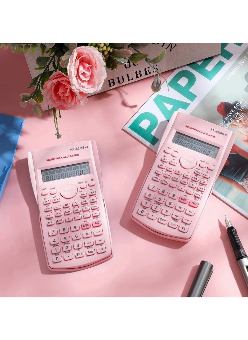 SYOSI - SYOSI 2 Pcs Scientific Calculators, Engineering Scientific Calculator with 240 Functions, Scientific Calculator with Digital LCD Display for Students, Teachers and Business Use (Pink, Blue) - Image 1