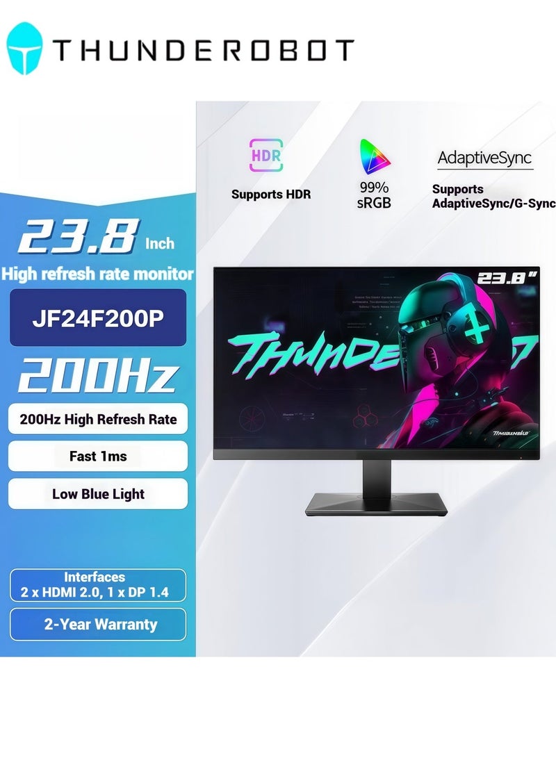 ThundeRobot 23.8 Inch 200Hz Gaming Monitor - FHD 1080P VA Panel with 99% sRGB, Adaptive-Sync, Crosshair, HDR 10, 1ms Response, Low Blue Light Eye Protection for Professional Gaming and Office Use - Image 1