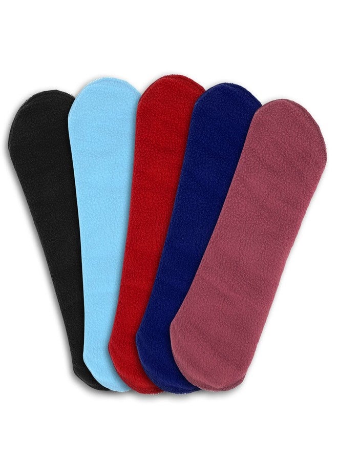 CareDone Multicolor Reusable Cloth Period Pads for Heavy Flow Leakproof Overnight Protects,Large Sanitary Pads Set with Wings for Women,Washable Cloth Panty Liners Period Pads. (Pack of 5) - Image 1