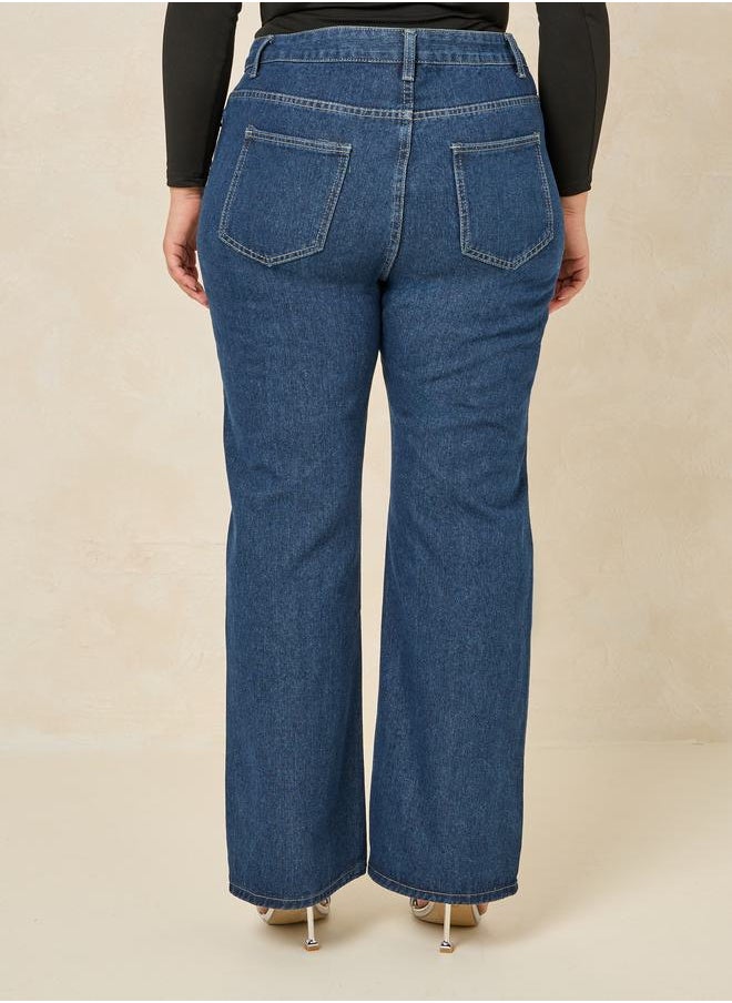 Styli - Plus Studded Pocket Detail Straight Fit Jeans - Image 1