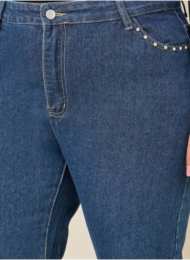 Styli - Plus Studded Pocket Detail Straight Fit Jeans - Image 1