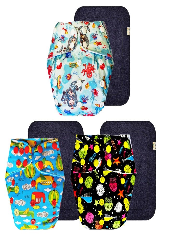 Dumbledo Premium Cloth Diaper with Black Insert (Pack of 3) | Hypoallergenic | Leakproof | Quick Dry | Ideal for Toddlers | 3 Months - 3 Years | Unisex Baby - Image 1