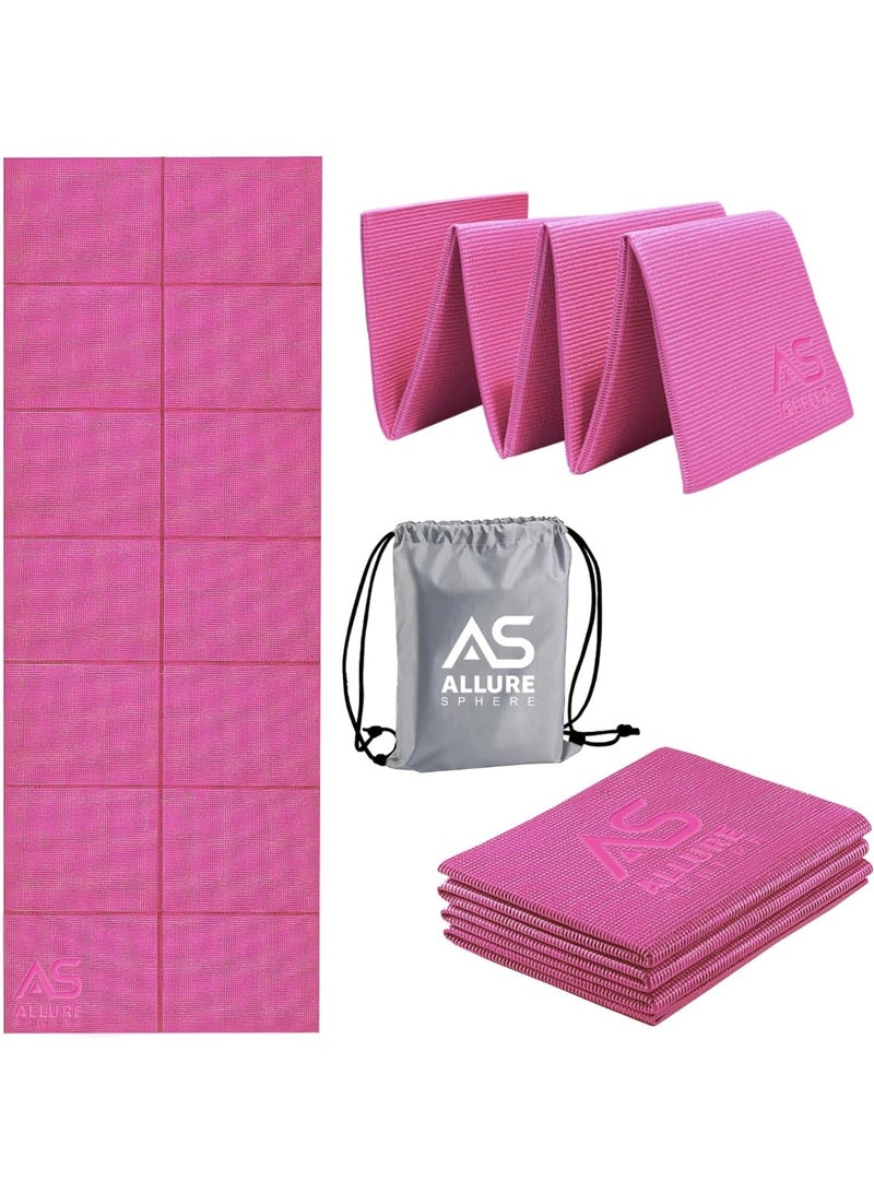 Allure Sphere Foldable Yoga Mat - Non Slip Double Sided, Lightweight, Eco-Friendly Exercise Mat - Portable With Carrying Bag Perfect For Gym, Home and Travel Workouts - Image 1