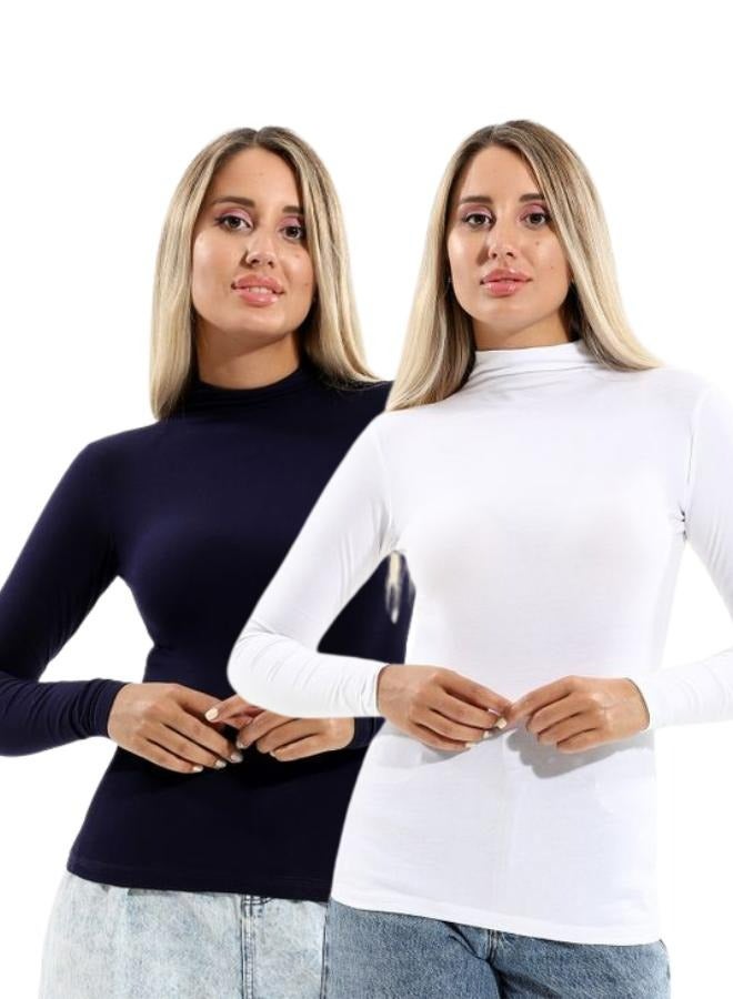 COTTONIL Pack of 2 Women's High Neck Long Sleeve Body Top  - Image 1