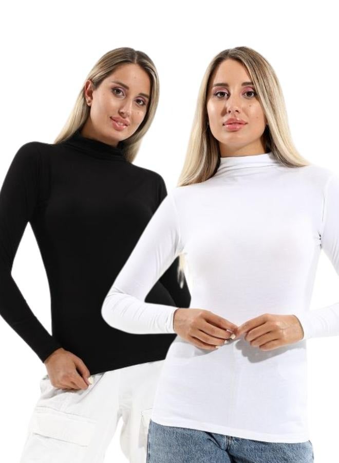 COTTONIL Pack of 2 Women's High Neck Long Sleeve Body Top  - Image 2