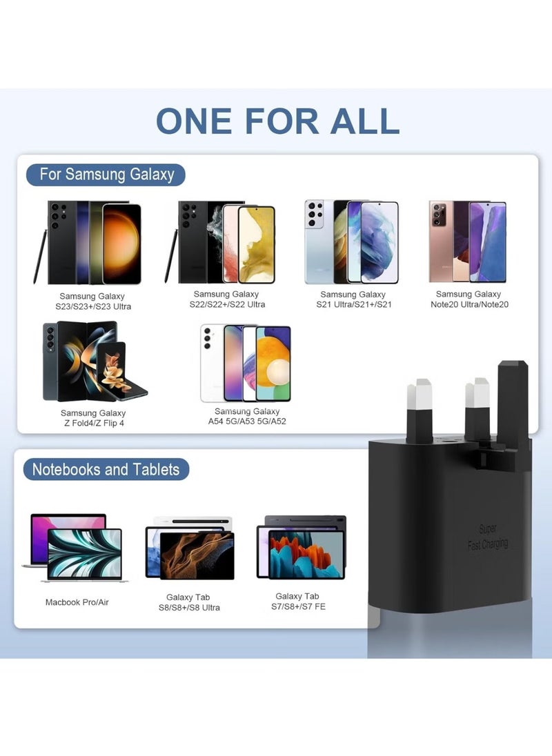 45W USB C Super Fast Charging PD Charger - Compatible with S24 S23 S22 S21 S20 Ultra, S24+ S23+ S22+ S21+, A53, A15, A 55, A54 - Type C Power Adapter,