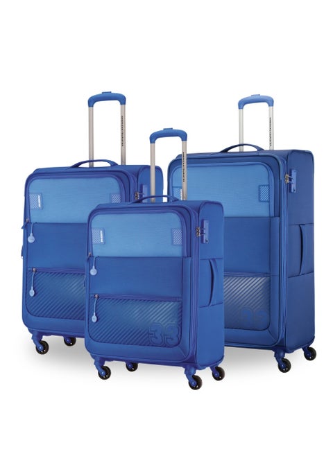 MAJORIS 3 Piece SET TSA SOFT LUGGAGE BLUE