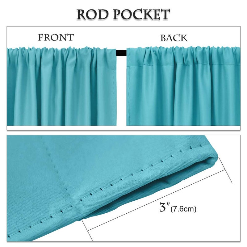 PONY DANCE Blackout Curtains Set - Window Treatments Rod Pocket Draperies Light Block Curtain Panels for Kids' Room Kitchen & Bathroom, W 42 by L 45 inches, Blue Mist, 2 Pieces - Image 3