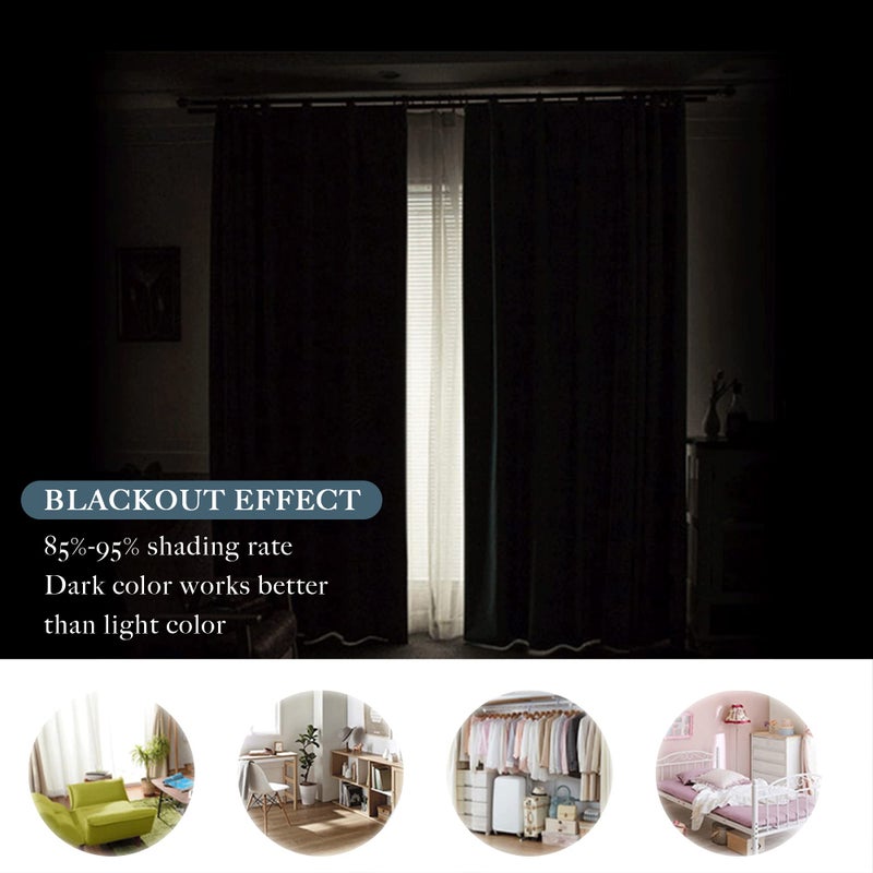 PONY DANCE Blackout Curtains Set - Window Treatments Rod Pocket Draperies Light Block Curtain Panels for Kids' Room Kitchen & Bathroom, W 42 by L 45 inches, Blue Mist, 2 Pieces - Image 2