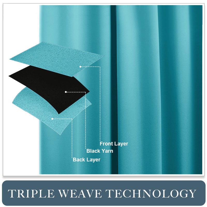 PONY DANCE Blackout Curtains Set - Window Treatments Rod Pocket Draperies Light Block Curtain Panels for Kids' Room Kitchen & Bathroom, W 42 by L 45 inches, Blue Mist, 2 Pieces - Image 4