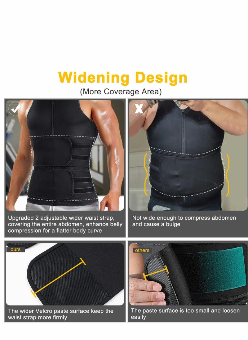 Excefore - Men Waist Trainer Vest, Sauna Vest for Men, Zipper Neoprene Sauna Sweat Suit Tank, Top Workout （ L ） - Image 1