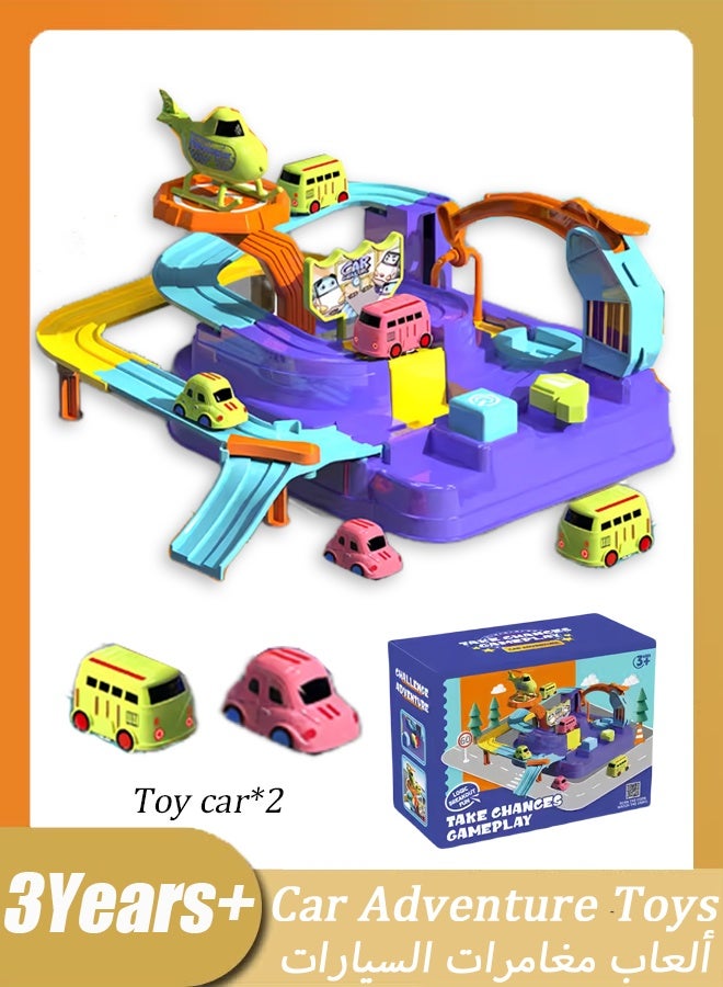 Car Adventure Toys Puzzle Rail Car, City Rescue Toy with Mini Cars, Preschool Toys for Toddlers, Kids Race Track Toys for 3 4 5 6 7 Years Old Boys Girls - Image 1