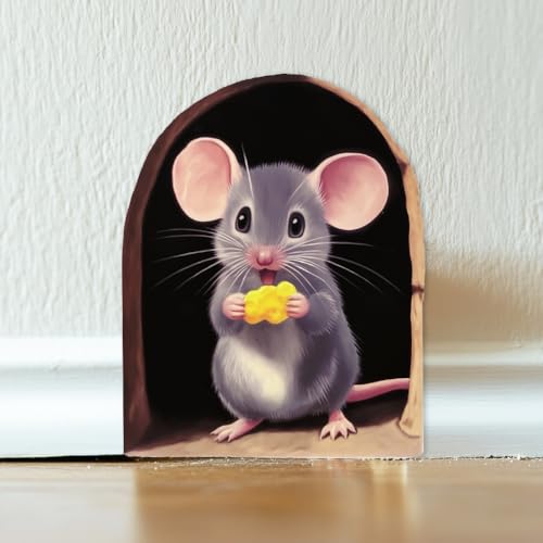 beinkmake Mouse Hole 3D Wall Stickers Sets Realistic Mice Wall Decal Fun Adorable Cartoon Art Wall Clings Hole Covering for Classroom Home Living Room Nursery Bedroom Bookcase - Image 3